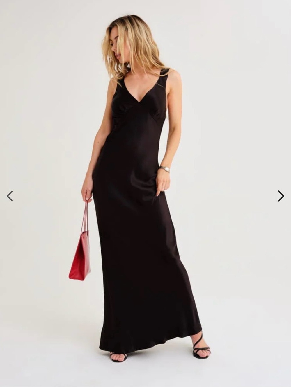 Rumored Low Back Yellow V-Neck Satin Slip Maxi Dress